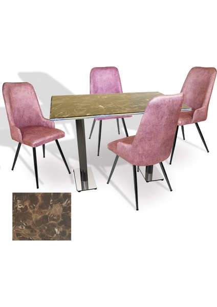 Karanfil Werzalit - Çırağan Masa Takımı (70X120) - (Karacabey Mermer - Pembe)