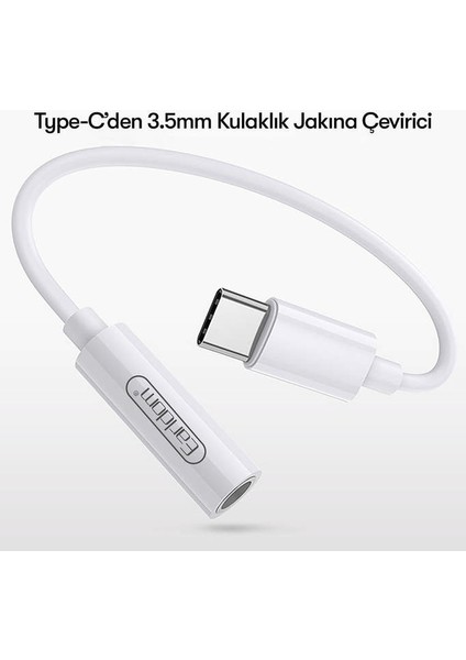 Earldom OT42 Tak Çalıştır Type-C To Aux Dönüştürücü - Beyaz
