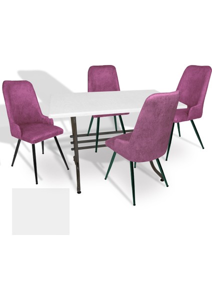 Japon Werzalit - Çırağan Mutfak Masa Takımı (80X140) - (Beyaz - Mor)