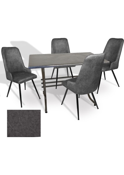 Japon Werzalit - Çırağan Mutfak Masa Takımı (70X120) - (Grey Marble - Füme)