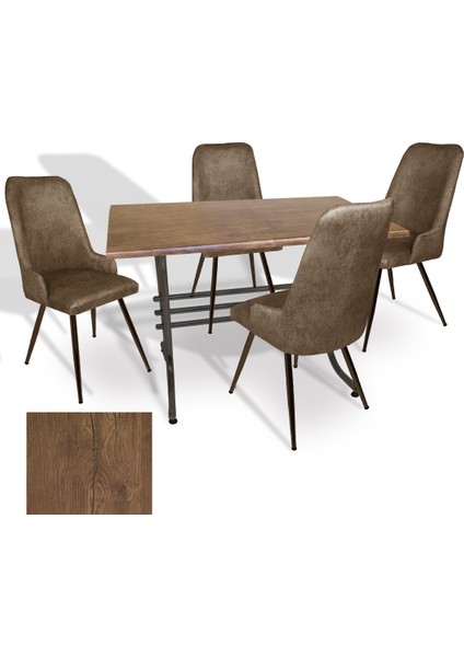 Japon Werzalit - Çırağan Mutfak Masa Takımı (80X140) - (Rustic Dark - Kahve)