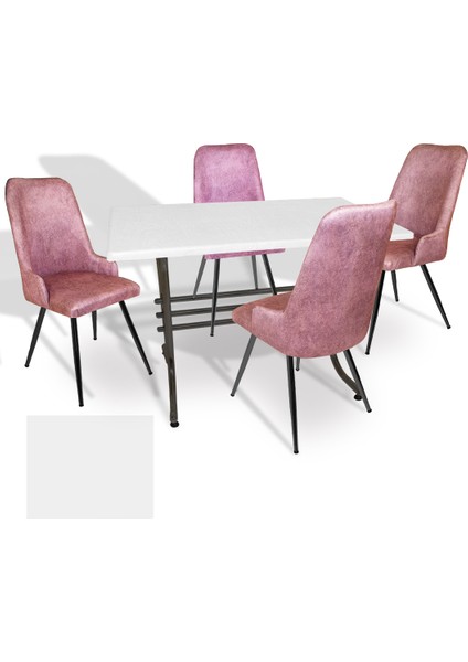 Japon Werzalit - Çırağan Mutfak Masa Takımı (80X120) - (Beyaz - Pembe)