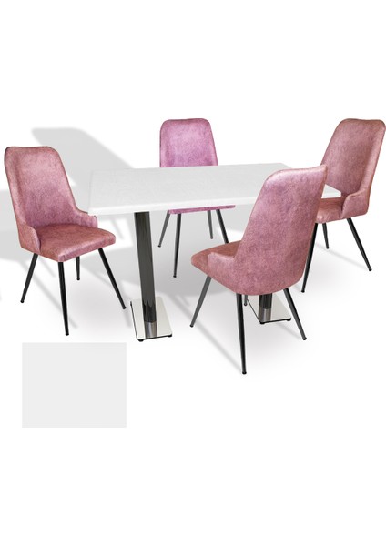 Karanfil Werzalit - Çırağan Masa Takımı (70X120) - (Beyaz - Pembe)