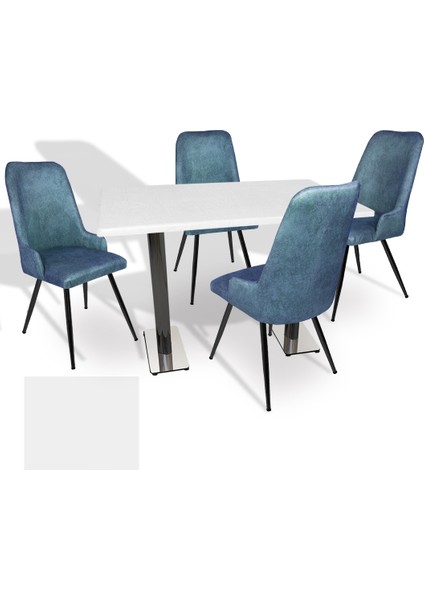 Karanfil Werzalit - Çırağan Masa Takımı (70X120) - (Beyaz - Mavi)