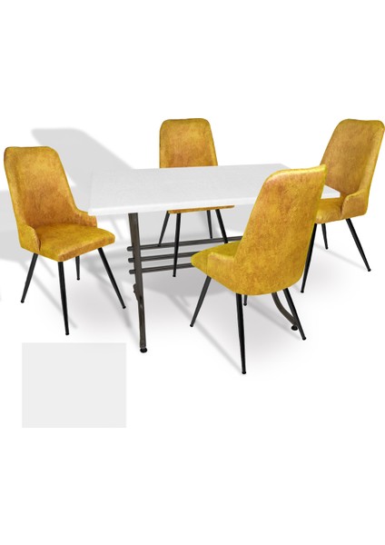 Japon Werzalit - Çırağan Mutfak Masa Takımı (70X120) - (Beyaz - Sarı)