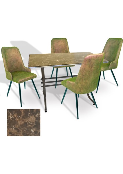 Japon Werzalit - Çırağan Mutfak Masa Takımı (80X120) - (Karacabey Mermer - Kapiçino)