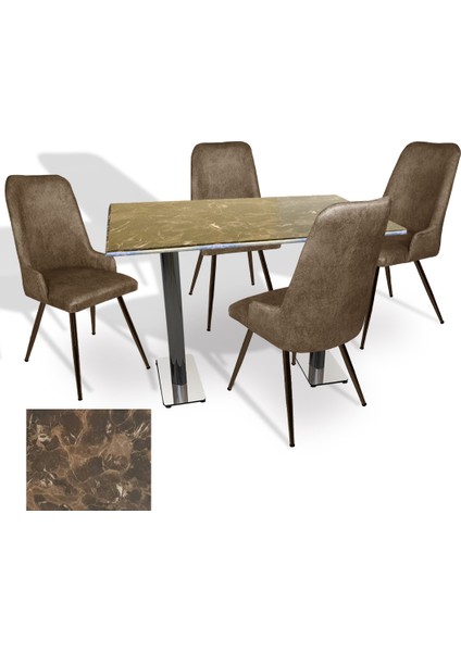 Karanfil Werzalit - Çırağan Masa Takımı (70X120) - (Karacabey Mermer - Kahve)