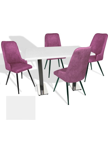 Karanfil Werzalit - Çırağan Masa Takımı (70X120) - (Beyaz- Mor)