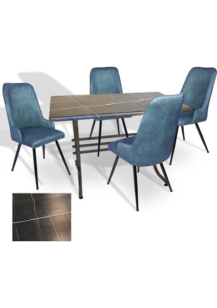 Japon Werzalit - Çırağan Mutfak Masa Takımı (70X120) - (Palazzo- Mavi)