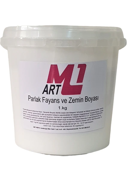 M1 Art Parlak Fayans ve Zemin Boyası 1 kg  Solvent Bazlı