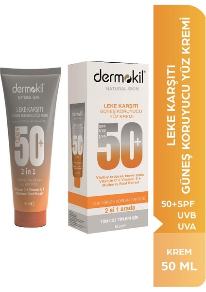 Leke Karşıtı Güneş Koruyucu Yüz Kremi 50 Spf 50ML