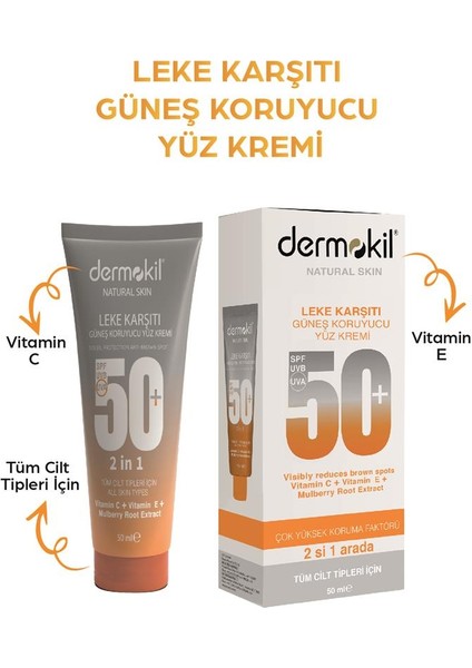 Leke Karşıtı Güneş Koruyucu Yüz Kremi 50 Spf 50ML