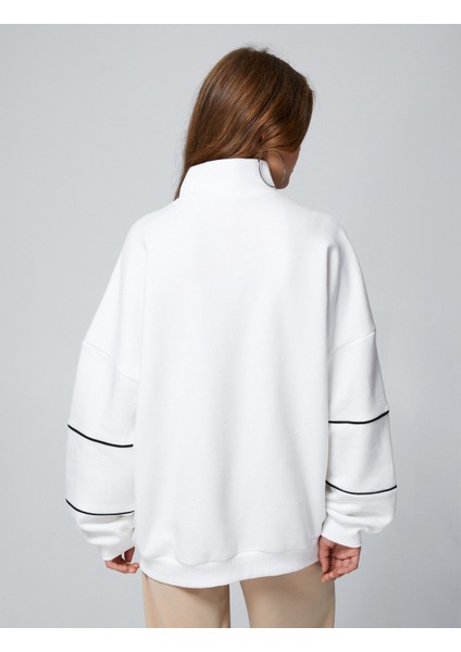 Yarım Fermuarlı Sweatshirt Oversize Baskılı Dik Yaka fırsatları