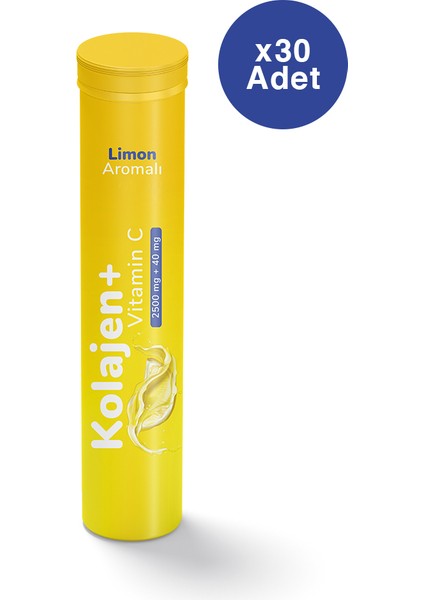 Kolajen + Vitamin C Likit 2500 mg + 40 mg Limon Aromalı 40 ml 30 Adet