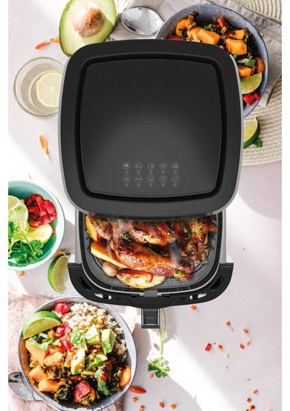 Airfly Xxl 8 Lt Geniş Hazneli 6 Ön Programlı Dokunmatik Airfryer Sıcak Hava Fritözü ELB-2307