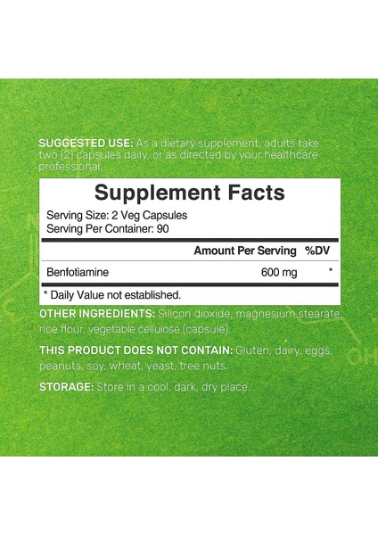 Benfotiamine Fat Soluble Vitamin B1 600 mg 180 Kapsul Büyük Boy fiyatları