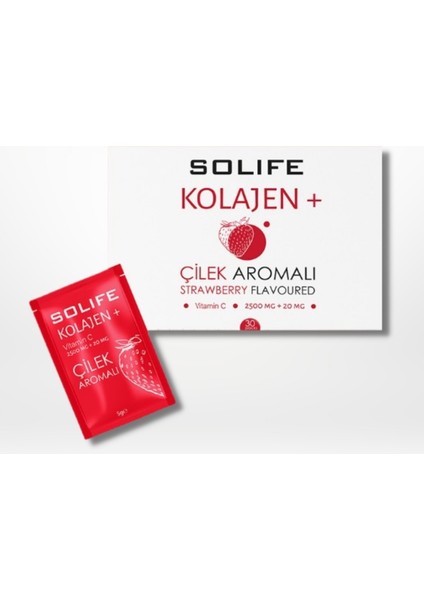 Kolajen Vitamin C Çilek Aromalı 30'lu Şaset 2500 mg + 20 mg