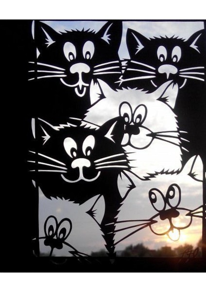 6 Lı Kedi Ahşap Duvar Süsü