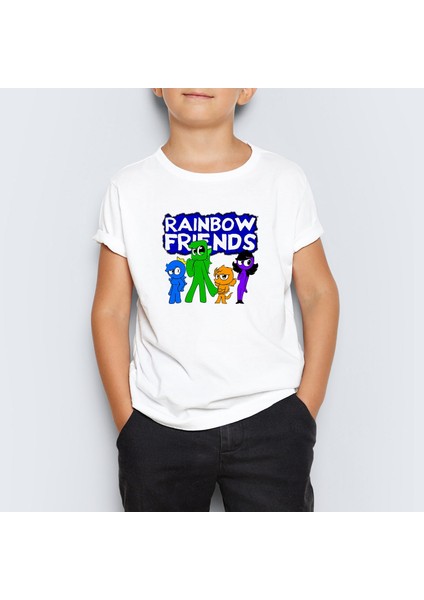 Rainbow Friends Kızlar Baskılı Unisex Çocuk Tişört T-Shirt Mr-03
