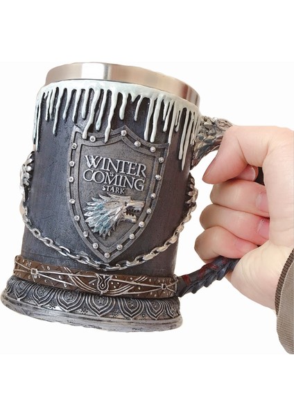 Hediye Sahibi Game Of Thrones Stark Kupa 3D Oyma Paslanmaz Çelik Kupa