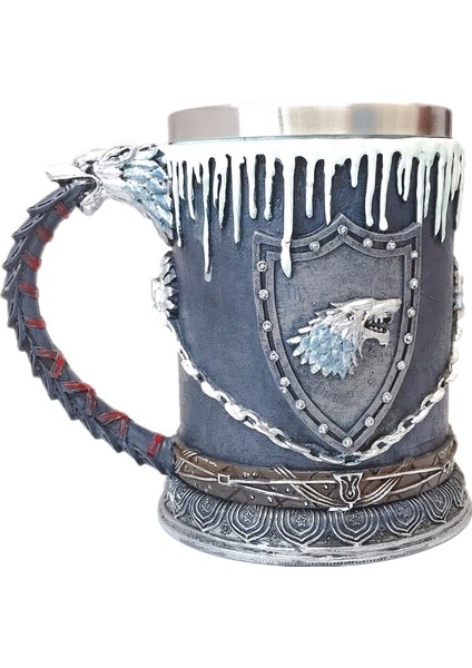 Hediye Sahibi Game Of Thrones Stark Kupa 3D Oyma Paslanmaz Çelik Kupa