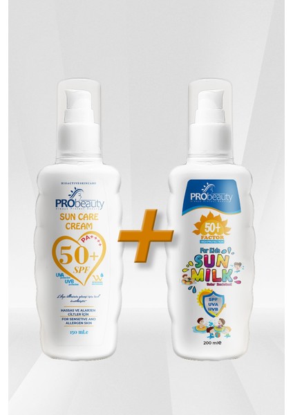 Probeauty Yetişkin Ve Çocuk Güneş Kremi Bir Arada 2li Set 50+ Spf Yüksek Koruma Leke Karşıtı Güneşkreyetişkin