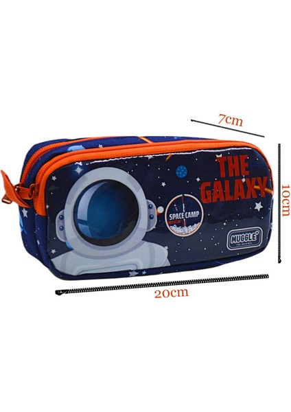 2 Bölmeli Galaxy Kalem Çantası Lacivert (MU-0891)