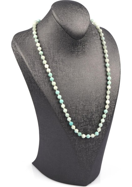 Amazonit Doğal Taş 6 mm Düğümlü Kolye