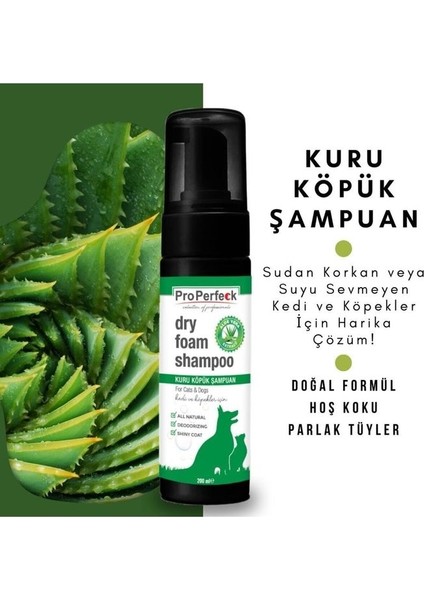 Kedi Köpek Kuru Köpük Şampuan 200 ml Aloe Vera Özlü