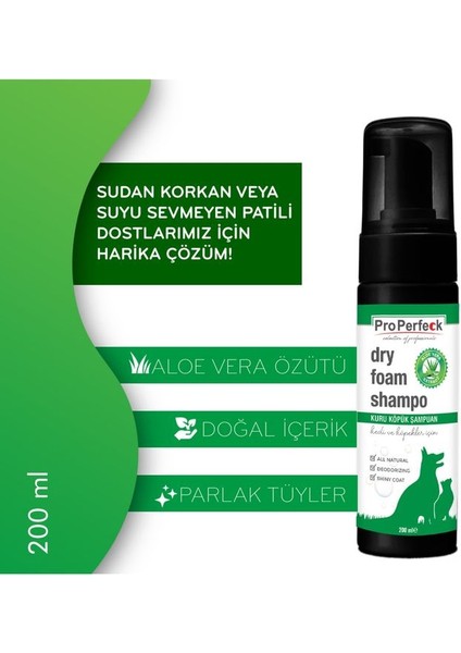 Kedi Köpek Kuru Köpük Şampuan 200 ml Aloe Vera Özlü