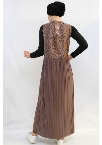 Ceren Gündoğdu Butik Piliseli Yelek MC714 Vizon fiyatları