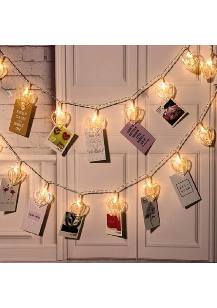 Dekor Düğün Işıkları Mandal Pilli Kalpli Gün Işığı LED Işık LED Işık Heart Photo Clip String Light fiyatları