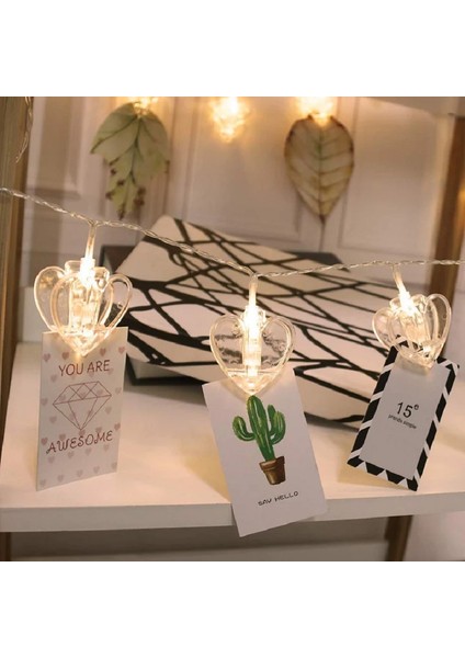 Dekor Düğün Işıkları Mandal Pilli Kalpli Gün Işığı LED Işık LED Işık Heart Photo Clip String Light indirimleri