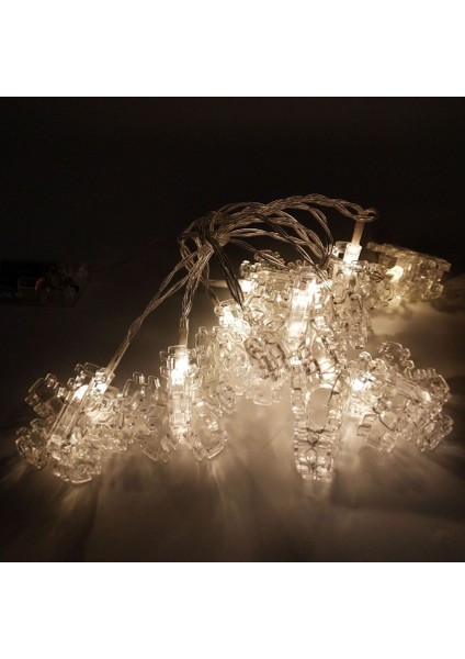Dekor Düğün Işıkları Pilli Kar Tanesi Mandal LED Işık Gün Işığı LED Işık Snowflake Clips String LED