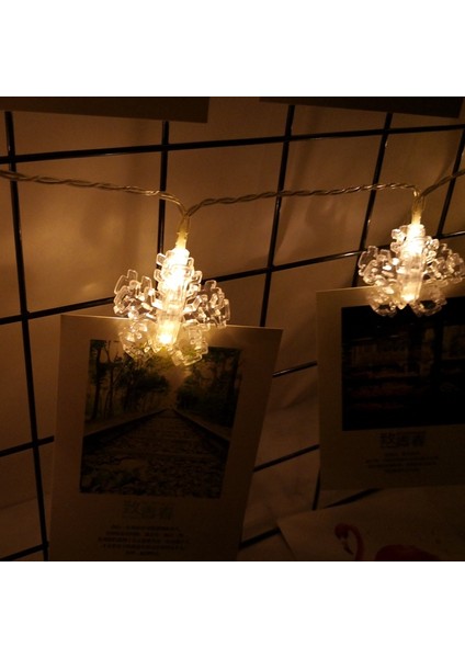 Dekor Düğün Işıkları Pilli Kar Tanesi Mandal LED Işık Gün Işığı LED Işık Snowflake Clips String LED