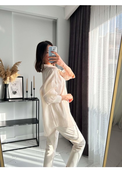 Premium Oversize Bej Gömlek