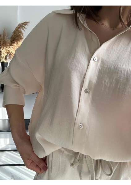 Premium Oversize Bej Gömlek