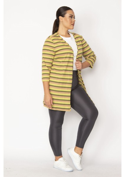 Kadın Haki Çizgili Viskon Hırka 65N28700 fiyatları
