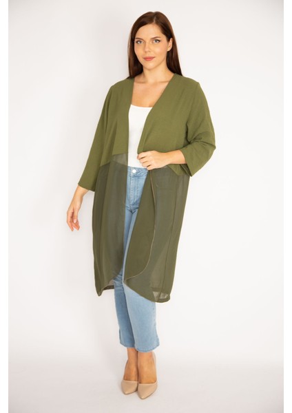 Kadın Haki Alt Kısmı Şifon Hırka 65N34879 fırsatları