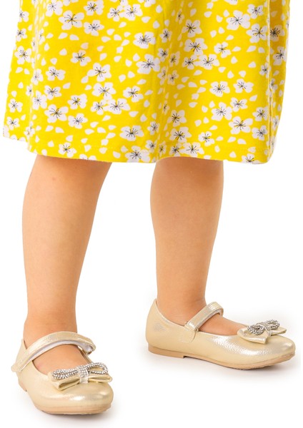 Papyon Taşlı Cırtlı Kız Çocuk Babet Ayakkabı 254 Vakko Altın