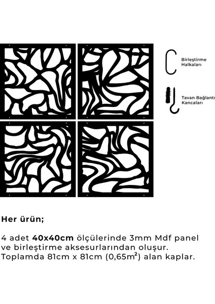 Lazer Kesim Sarkıt Paravan, Ahşap Seperatör, Panel Levha Seti modelleri