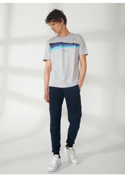 Bisiklet Yaka Baskılı Gri Erkek T-Shirt HARDAP modelleri