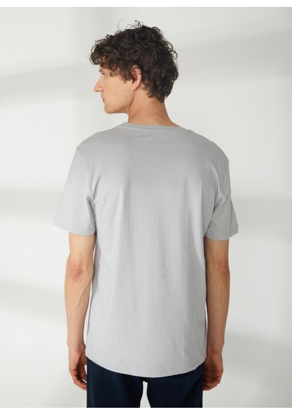 Bisiklet Yaka Baskılı Gri Erkek T-Shirt HARDAP indirimleri