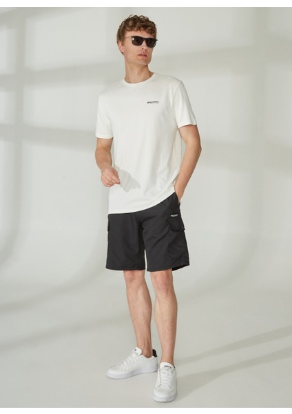 Bisiklet Yaka Baskılı Kırık Beyaz Erkek T-Shirt PERTA modelleri