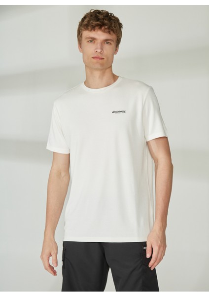 Bisiklet Yaka Baskılı Kırık Beyaz Erkek T-Shirt PERTA fırsatları