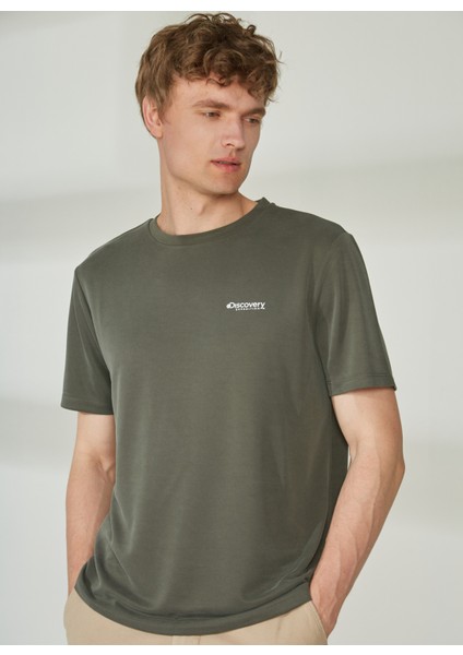 Bisiklet Yaka Baskılı Haki Erkek T-Shirt PERTA fiyatları