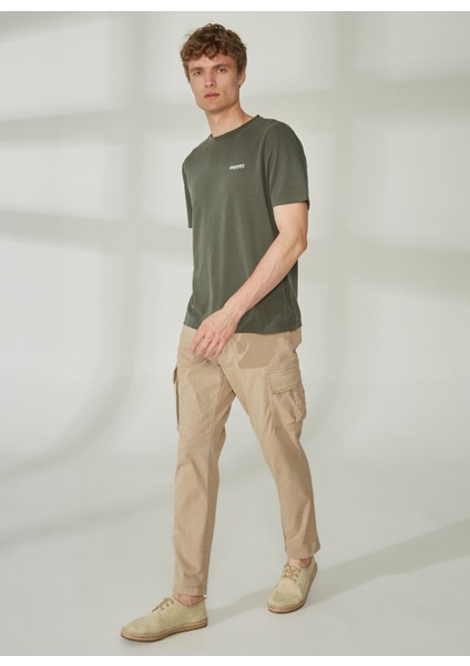 Bisiklet Yaka Baskılı Haki Erkek T-Shirt PERTA modelleri