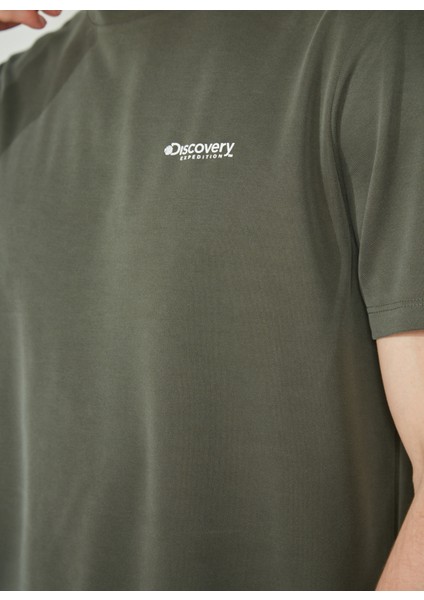 Bisiklet Yaka Baskılı Haki Erkek T-Shirt PERTA indirimleri