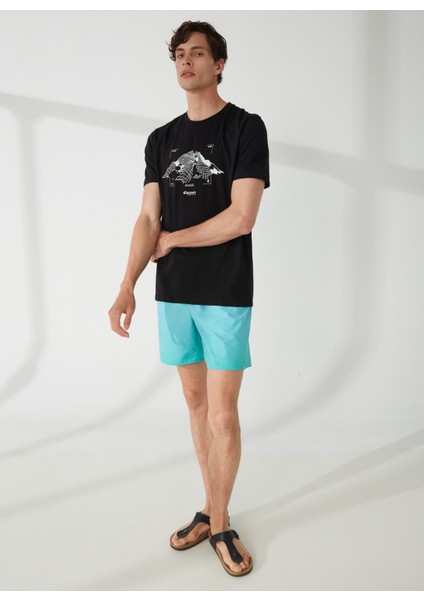 Bisiklet Yaka Baskılı Siyah Erkek T-Shirt TEN modelleri