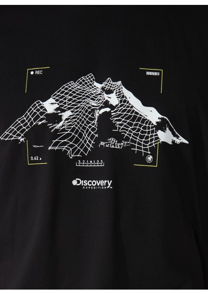Bisiklet Yaka Baskılı Siyah Erkek T-Shirt TEN fırsatları